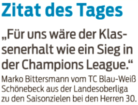 Zitat des Tages kommt von unserem Nachwuchsleiter Marko Bittersmann
