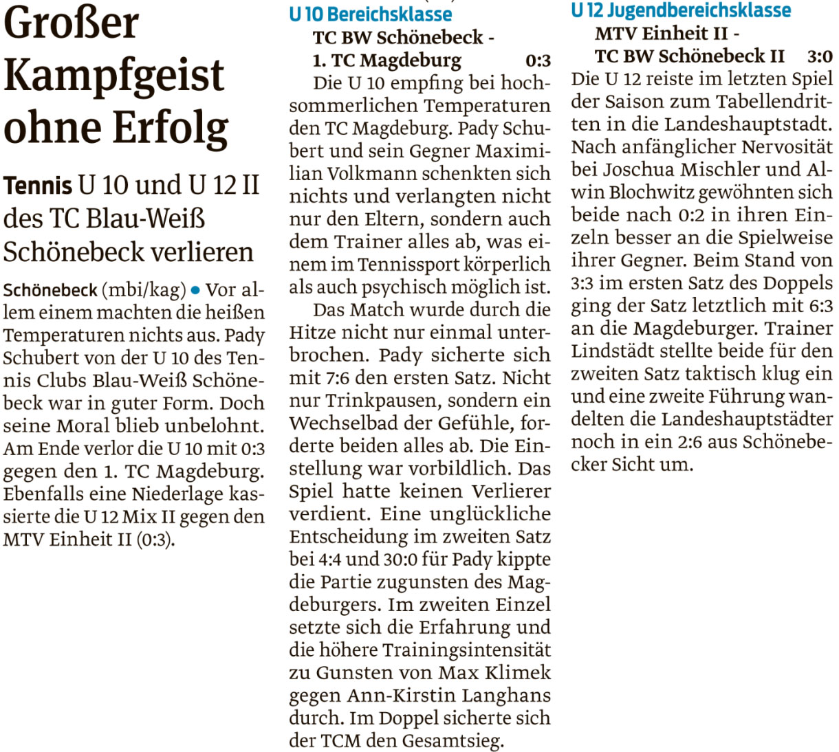Volksstimmebericht vom 28. Juni 2019
