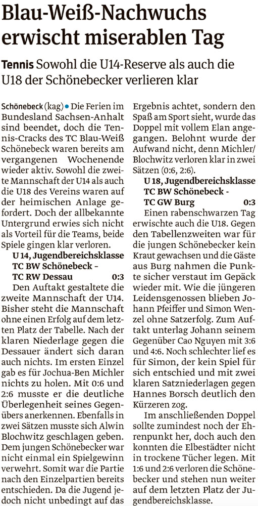 Volksstimmebericht vom 27. August 2020