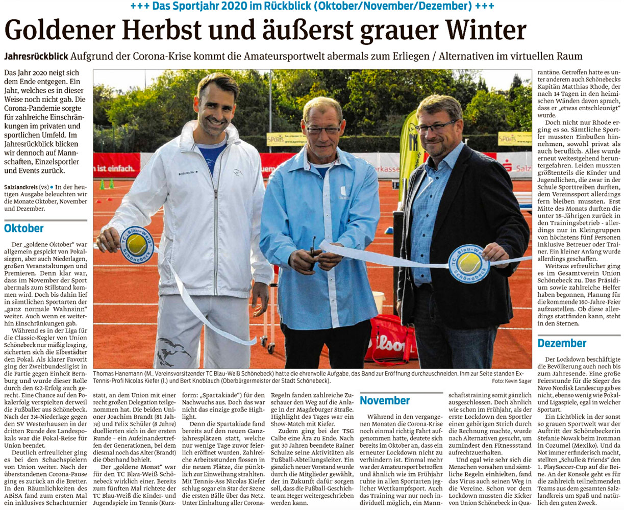 Volksstimmebericht vom 31. Dezember 2020