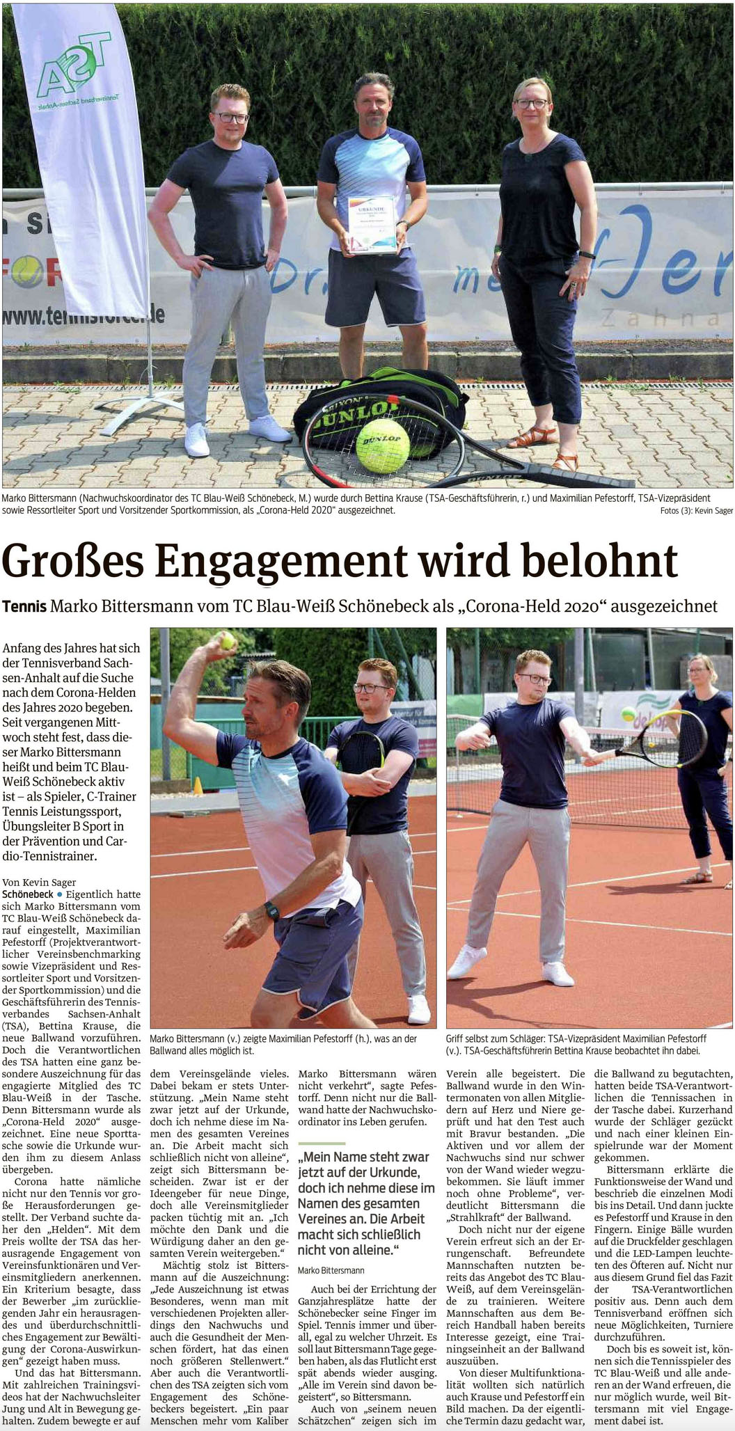 Volksstimmebericht vom 14. Juni 2021