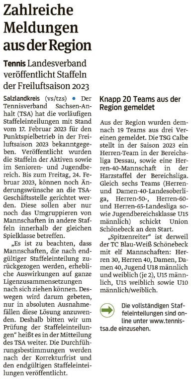 Volksstimmebericht vom 22. Februar 2023